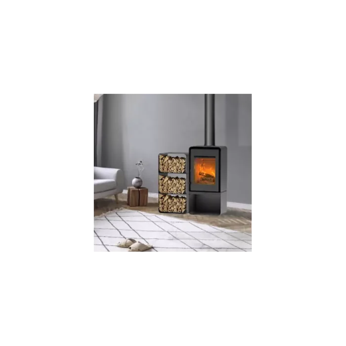 Poêle à bois ETNA Domino avec range bûche et module 3 étages - 8.5 Kw