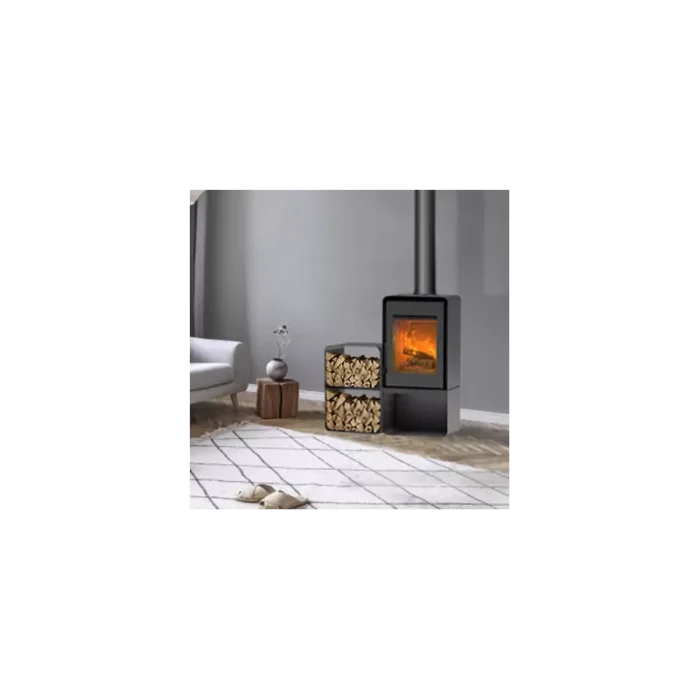 Poêle à bois ETNA Domino avec range bûche et module 2 étages - 8.5 Kw