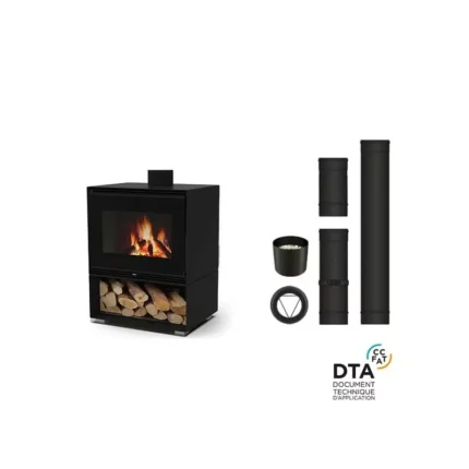 Pack poêle à bois ETNA Orta - Option Ventilation - Sortie dessus - 11 Kw