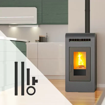 Pack poêle à granulés ETNA Luxe Cayenne + Kit de raccordement sortie arrière 16 Kw.