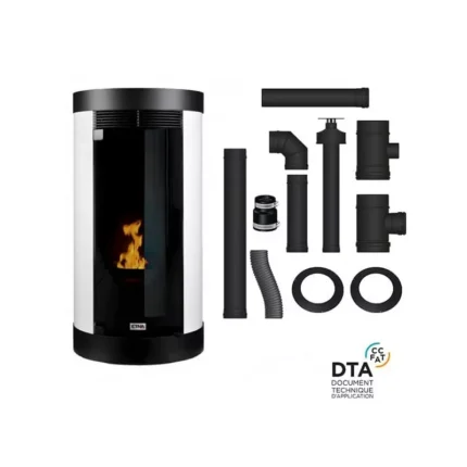 Poêle à granulés étanche canalisable ETNA Luxe Anna + Kit conduits concentrique sortie arrière 12 Kw