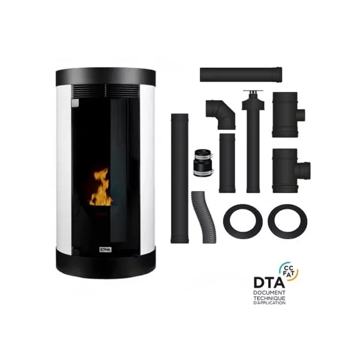 Poêle à granulés étanche canalisable ETNA Luxe Anna + Kit conduits concentrique sortie arrière 12 Kw