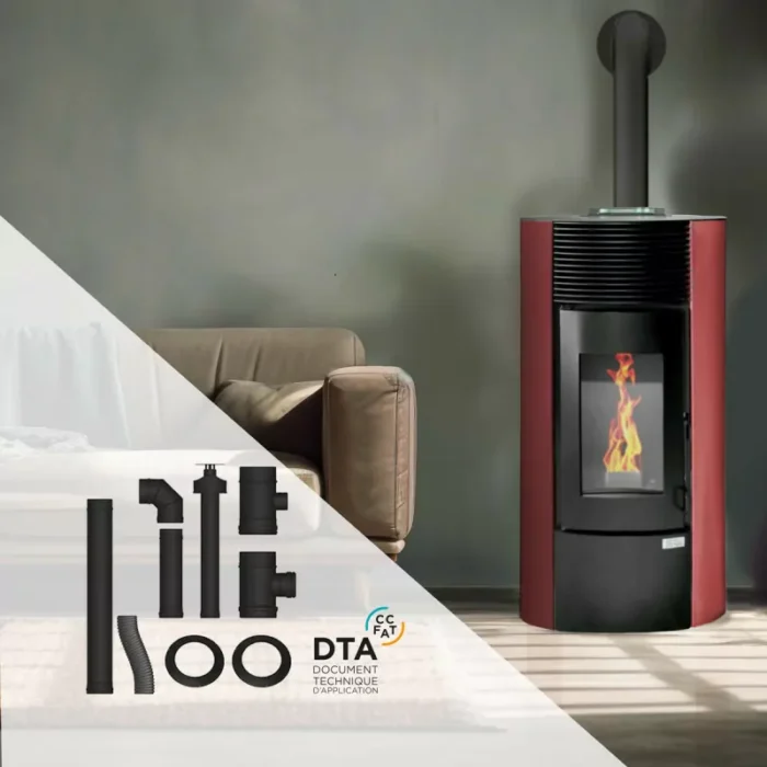 Pack poêle à granulés étanche Segreto Plus + Kit conduits concentrique sortie arrière - 12 Kw