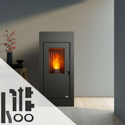 Poêle à granulés étanche Vulcano Silenzio + Kit conduits concentrique sortie arrière 9.2 Kw.