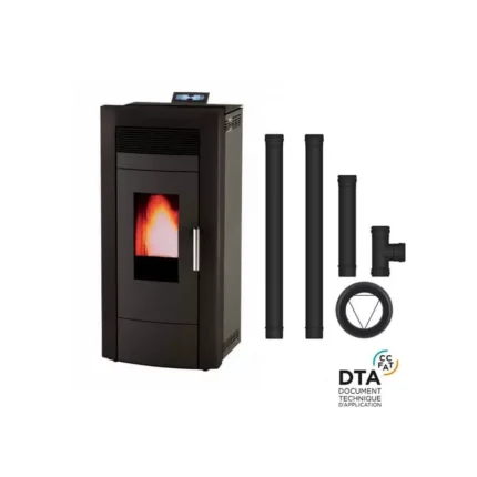 Pack poêle à granulés hydro Baracuda Commo + Kit de raccordement sortie arrière - 15 Kw