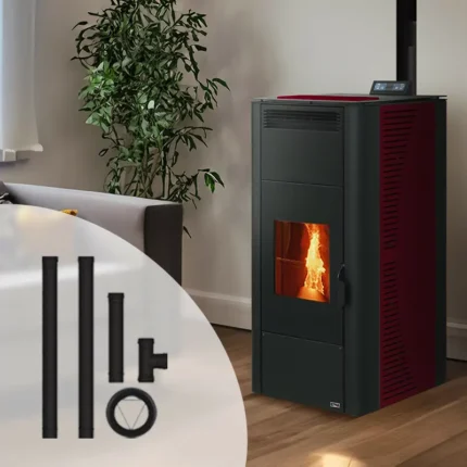 Pack poêle à granulés hydro ETNA Rondinara + Kit de raccordement sortie arrière 19 Kw