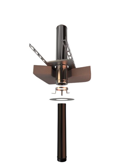 KIT CONDUIT DE FINITION PLAFOND AVEC ROSACES HAUT 470MM INOX ISOLEE 150/200 INT 316 EXT 304 NOIR