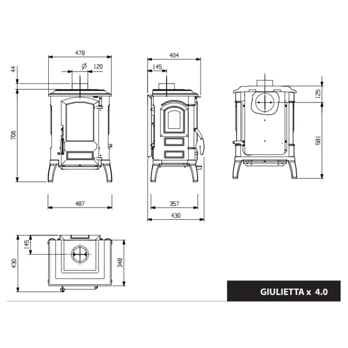 Poêle à Bois La Nordica Giulietta X 4.0 - 6.5 Kw – Image 4
