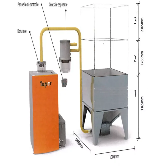 Silo / Réserve à granulés pour chargement pneumatique 1130Kg