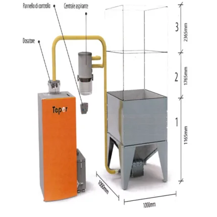 Silo / Réserve à granulés pour chargement pneumatique 450Kg