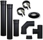 Kit d'évacuation de fumée San Marco pour poêle à granulés, sécurité renforcée, moderne, diamètre 80 mm, acier verni noir – Image 2