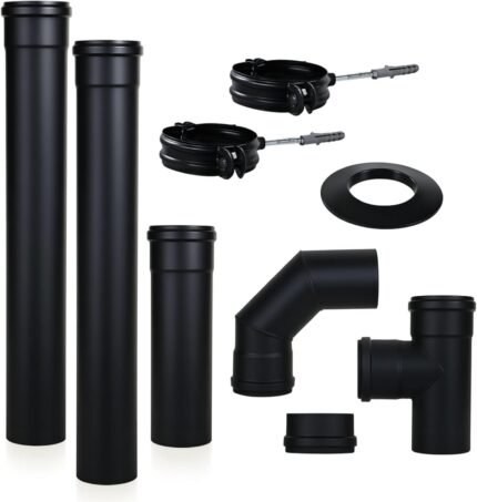 Kit d'évacuation de fumée San Marco pour poêle à granulés, sécurité renforcée, moderne, diamètre 80 mm, acier verni noir