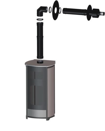 Kit Ventouse Universel Ø 80/125 Complet (Sortie Façade) Poêle à Granulés Raccordement Au Dessus