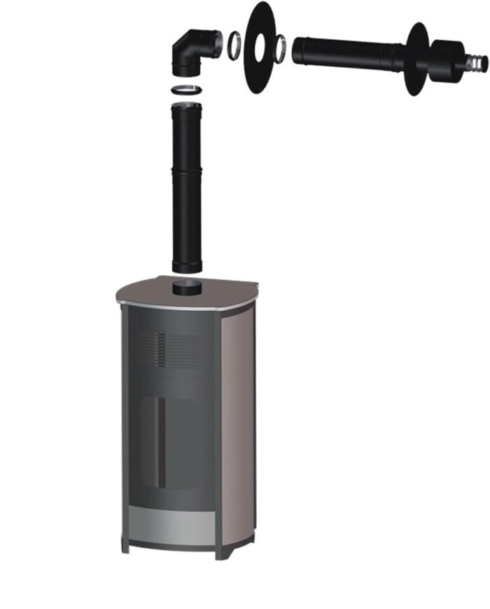 Kit Ventouse Universel Ø 80/125 Complet (Sortie Façade) Poêle à Granulés Raccordement Au Dessus – Image 1