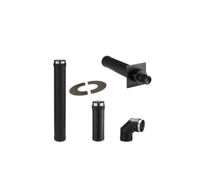 Kit ventouse pour poêle à pellet sortie supérieure Finition Noir PGI 80 /130 Poujoulat – Image 2